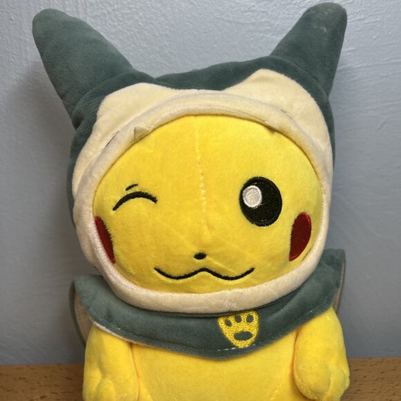 Pokemon Pikachu Snorlax Cape Poncho 10” Plush Stuffed Animal Creatures Inc TCG - Picture 3 of 9